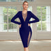 Color-Bandage Dress Evening Dress Bandagedress Long Sleeve Midi Dress Autumn Winter Hollow Out Cutout out Ladies Cocktail High End Sexy Women Clothing-Fancey Boutique