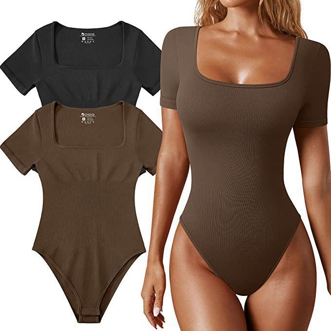 Color-Women Summer Women Yoga Jumpsuit Workout Ribbed Short Sleeve Sports Jumpsuit-Fancey Boutique