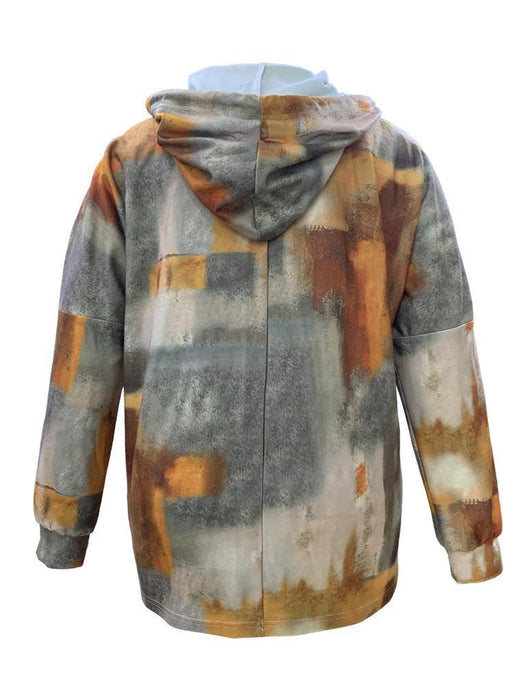 Color-Plus Size Autumn Winter Women Casual Printing Loose Hooded Sweater-Fancey Boutique