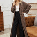 Color-Autumn Winter Women Belt Single-Breasted Collared Large Swing Overknee Long Solid Color Coat-Fancey Boutique