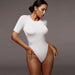 Color-White-Summer Women Clothing Casual Half-Sleeve Base Top Tight Sexy Bodysuit-Fancey Boutique