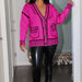 Color-Rose Red-Women Sweater Black White Profile Painting Graffiti Loose Idle Cardigan Coat Knitted Top-Fancey Boutique