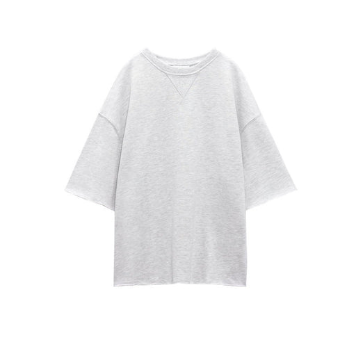 Color-Gray-Summer Women Stretch High Waist Shorts Loose Cotton Short Sleeve T shirt-Fancey Boutique