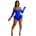 Color-Blue-Women Wear Solid Color Sequin Long Sleeve Shorts Jumpsuit Women-Fancey Boutique