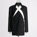 Color-Black-Black White Stitching Personalized Blazer Women Autumn Color Contrast Loose Design Thick Thread Design Coat-Fancey Boutique