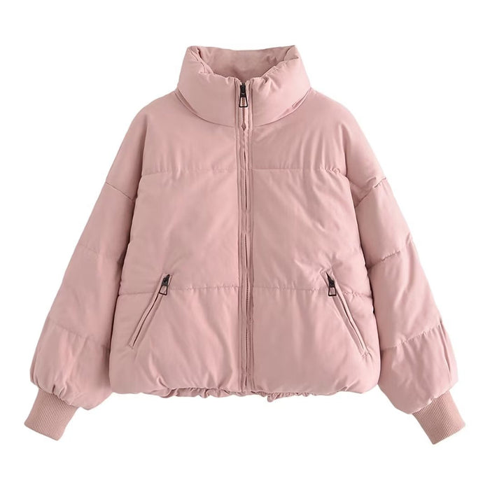 Color-Pink-Autumn Winter Women Clothing Urban Casual Loose Cotton Padded Jacket Cotton Padded Coat-Fancey Boutique