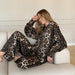 Color-Leopard Print Printed Loose Long Sleeves Comfortable Trousers Two Piece Ladies Homewear-Fancey Boutique