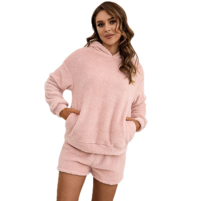 Color-Plush Hooded Sweater Set Casual Homewear Double-Sided Plush Two-Piece Set Women-Fancey Boutique