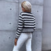 Color-Autumn Winter Women Clothing Rhombus Stripe Single Breasted Women Knitted Sweater Cardigan for Women-Fancey Boutique