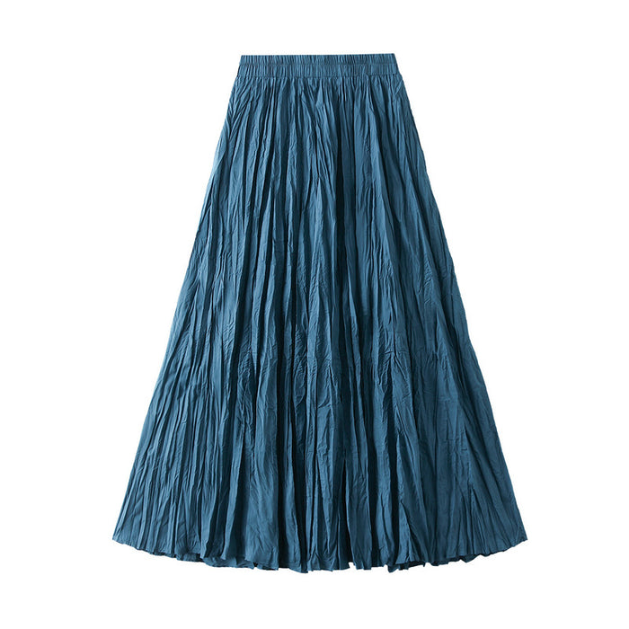 Color-Light Luxury Streamer Pleated Skirt Women Spring Autumn Swing Slimming Pleated A Line Skirt-Fancey Boutique