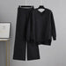 Color-Black-Knitted Wide Leg Pants Sweater Suit for Women Autumn Korean Loose Thick Twet-Fancey Boutique