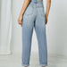 Color-Straight Leg Pants Washed Broken Holes Pants High Waist Jeans-Fancey Boutique