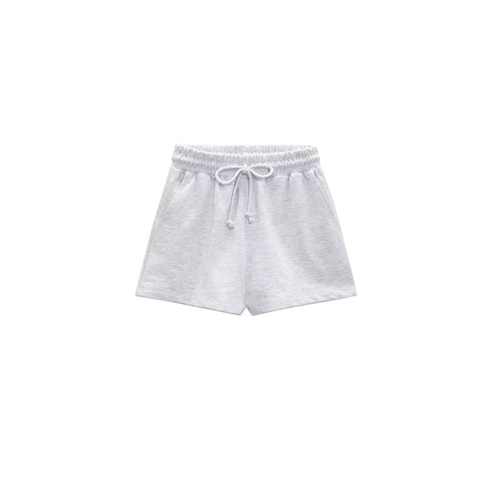 Color-Gray Shorts-Summer Women Stretch High Waist Shorts Loose Cotton Short Sleeve T shirt-Fancey Boutique