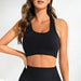 Color-Black-Bra-Seamless Hollow Out Cutout Mesh High Waist Hip Lift Yoga Cropped Pants Sports Sexy Bra Fitness Suit-Fancey Boutique