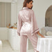 Color-Spring Summer Pajamas Women Summer Thin Silk Ice Silk Satin Chiffon Long Sleeve Home Wear Spring Autumn-Fancey Boutique