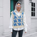 Color-Houndstooth V-neck Vest Sweater Women Vest Outer Wear Inner Wear Autumn Winter Knitwear Sweater Boucle-Fancey Boutique