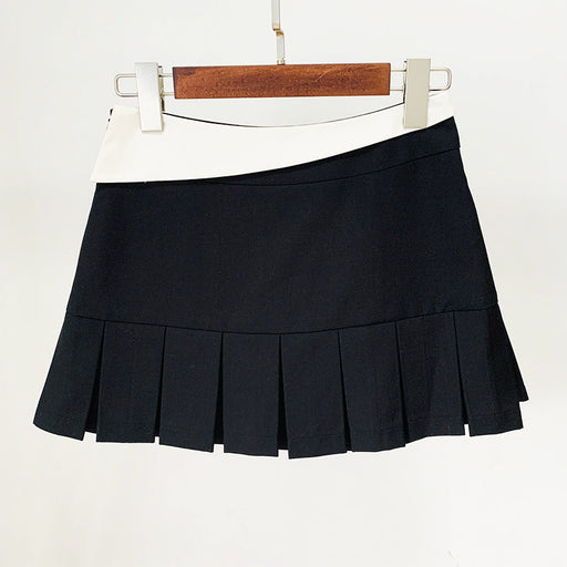 Color-Skirt-Color Matching Suit Cropped Short Coat Suit Pleated Ultra Short Skirt-Fancey Boutique
