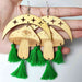 Color-Moon & Mushroom Tassel Detail Dangle Earrings-Fancey Boutique