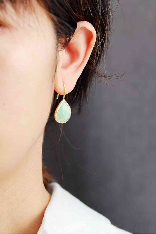 Color-Handmade Natural Stone Teardrop Earrings-Fancey Boutique
