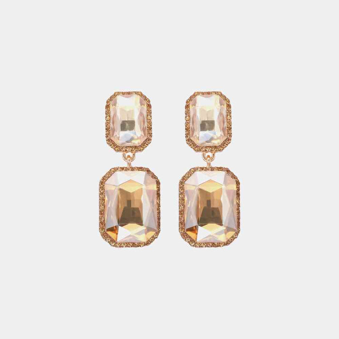 Color-One Size-Geometrical Shape Glass Stone Dangle Earrings-Fancey Boutique