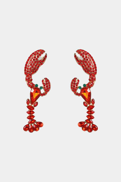 Color-One Size-Lobster Shape Glass Stone Dangle Earrings-Fancey Boutique