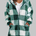 Color-S-Plaid Zip-Up Hooded Jacket with Pockets-Fancey Boutique