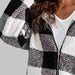 Color-Plaid Zip-Up Hooded Jacket with Pockets-Fancey Boutique