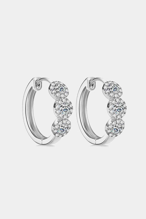 Color-One Size-Moissanite 925 Sterling Silver Huggie Earrings-Fancey Boutique
