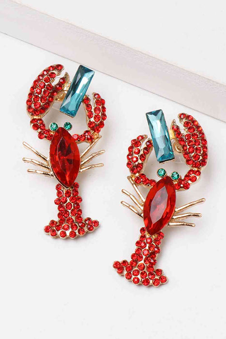 Color-Lobster Shape Glass Stone Dangle Earrings-Fancey Boutique