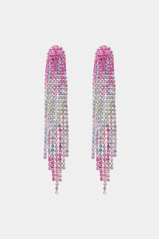 Color-One Size-Rhinestone Fringed Dangle Earrings-Fancey Boutique