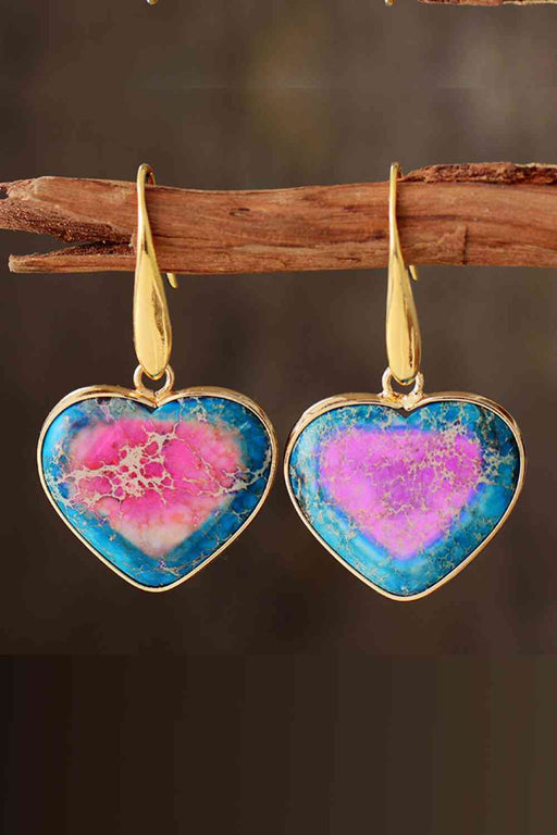 Color-Natural Stone Heart Drop Earrings-Fancey Boutique