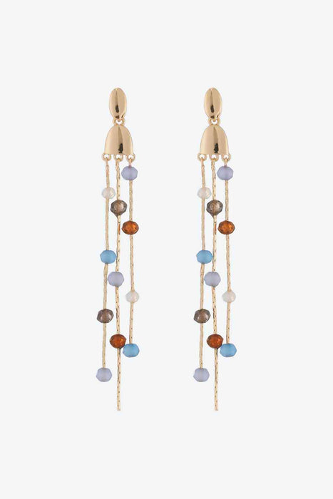 Color-One Size-Beaded Long Chain Earrings-Fancey Boutique