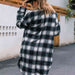 Color-Plaid Collared Neck Button Down Longline Jacket-Fancey Boutique