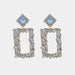Color-One Size-Square Shape Glass Stone Dangle Earrings-Fancey Boutique