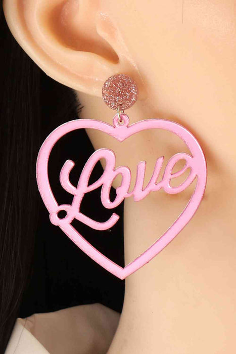 Color-Heart Shape Acrylic Dangle Earrings-Fancey Boutique