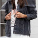 Color-S-Collared Neck Button Down Denim Jacket-Fancey Boutique