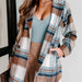Color-Plaid Double-Breasted Long Sleeve Coat-Fancey Boutique