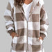 Color-S-Plaid Zip-Up Hooded Jacket with Pockets-Fancey Boutique