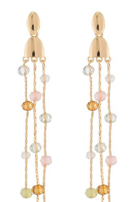 Color-Beaded Long Chain Earrings-Fancey Boutique