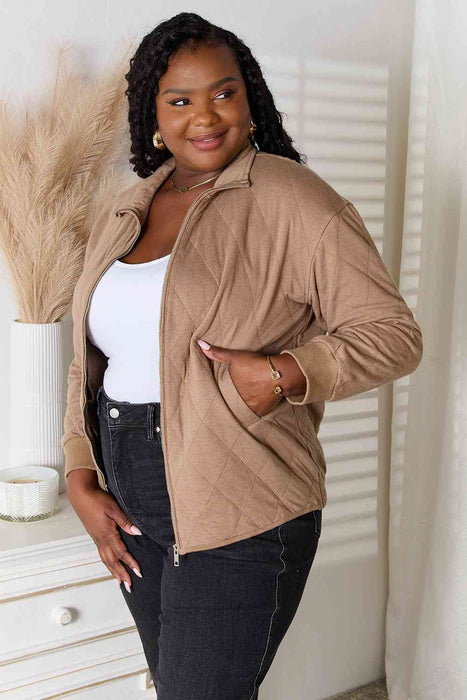 Color-Heimish Full Size Zip-Up Jacket with Pockets-Fancey Boutique