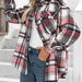 Color-Plaid Collared Neck Button Down Jacket-Fancey Boutique