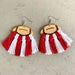 Color-One Size-Fringe Detail Football Shape Wooden Dangle Earrings-Fancey Boutique