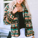 Color-Geometric Snap Down Jacket with Pockets-Fancey Boutique