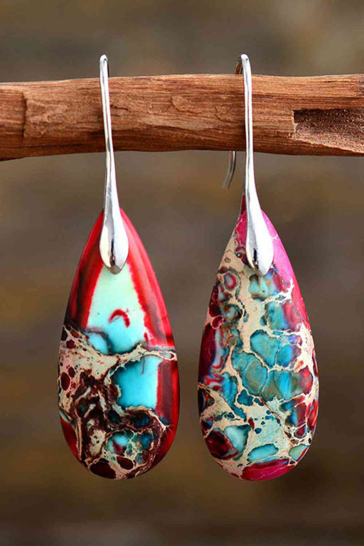 Color-One Size-Handmade Teardrop Shape Natural Stone Dangle Earrings-Fancey Boutique