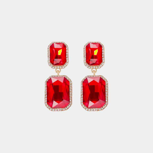 Color-One Size-Geometrical Shape Glass Stone Dangle Earrings-Fancey Boutique
