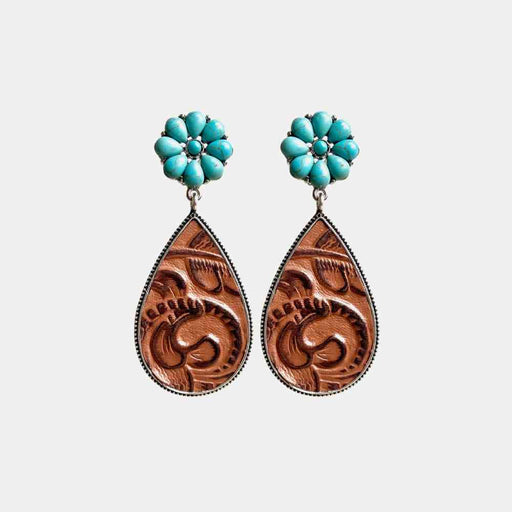 Color-One Size-Turquoise Flower Teardrop Earrings-Fancey Boutique