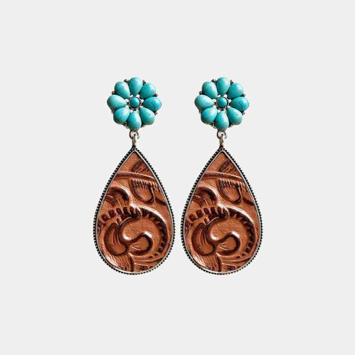 Color-One Size-Turquoise Flower Teardrop Earrings-Fancey Boutique