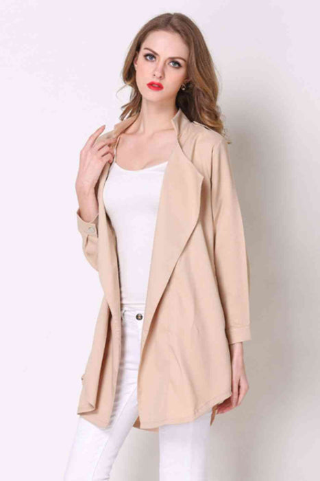 Color-Full Size Open Front Longline Trench Coat-Fancey Boutique