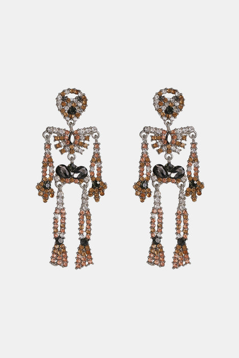 Color-Skeleton Shape Glass Stone Dangle Earrings-Fancey Boutique