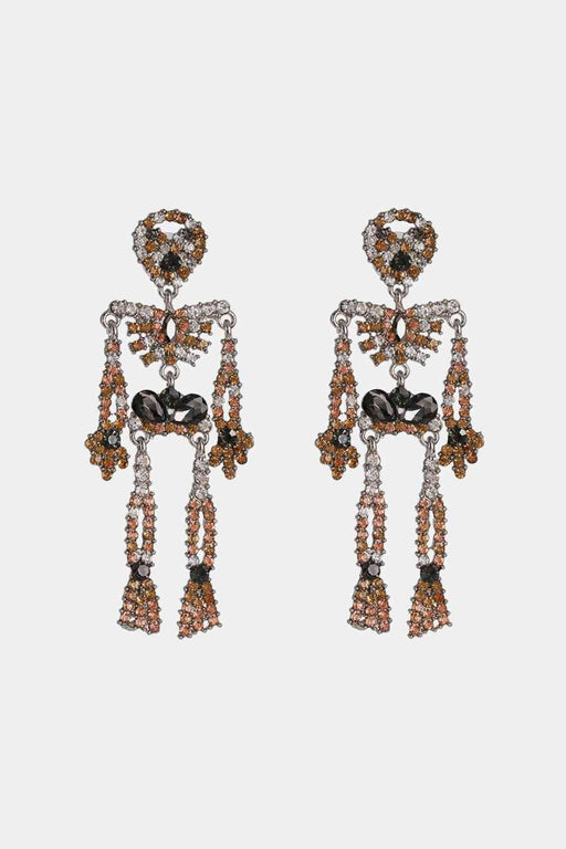 Color-One Size-Skeleton Shape Glass Stone Dangle Earrings-Fancey Boutique